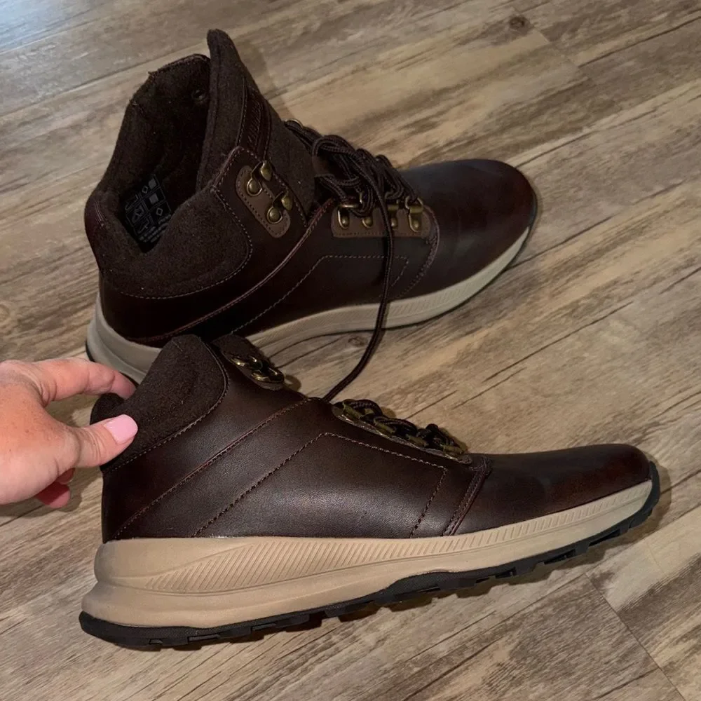 Men's Dark Brown Leather Lace-Up Casual Boots